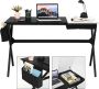 Bureau met inklapbaar tafelblad computertafel met zijvak en metalen frame werktafel pc-tafel modern van hout voor werkkamer slaapkamer 120 x 60 x 73 5 cm - Thumbnail 1