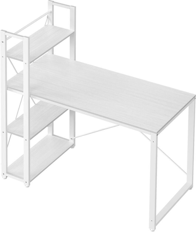 Nami NÁMI Bureau Computer Tafel Met Planken Verstelbaar 120 cm Wit
