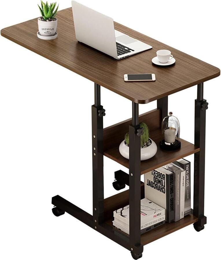 Bureau met wielen in hoogte verstelbaar Bijzettafel laptop Bijzettafel bed Nachtkastje