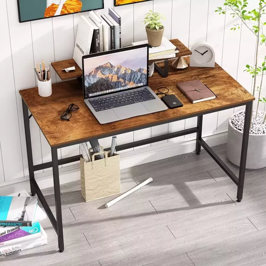 Computer desk with sliding shelf desk industrial desk easy installation 120 x 60 x 75 cm