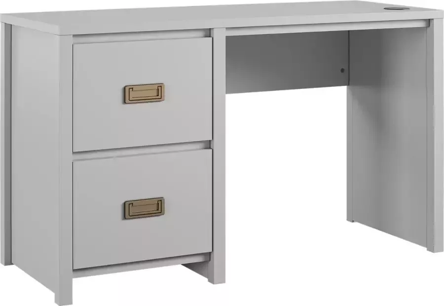 Loft24 Bureau op voetstuk met 2 lades in duifgrijs MDF