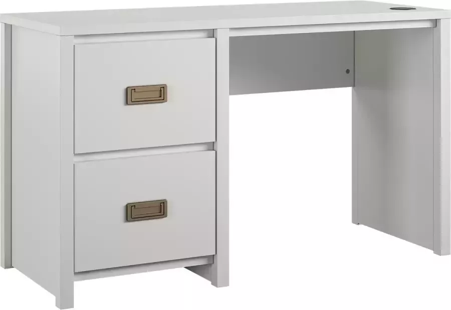 Loft24 Bureau op voetstuk met 2 lades in wit MDF - Foto 2