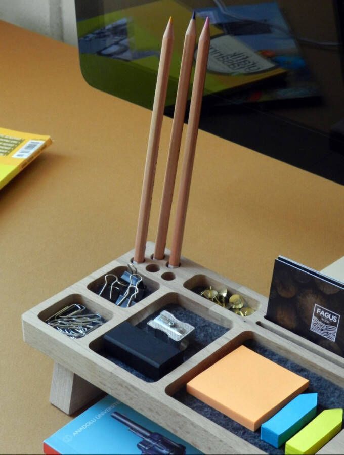 Bureau organizer (3 delig)-Hout organizer -kantoor organizer - Foto 2