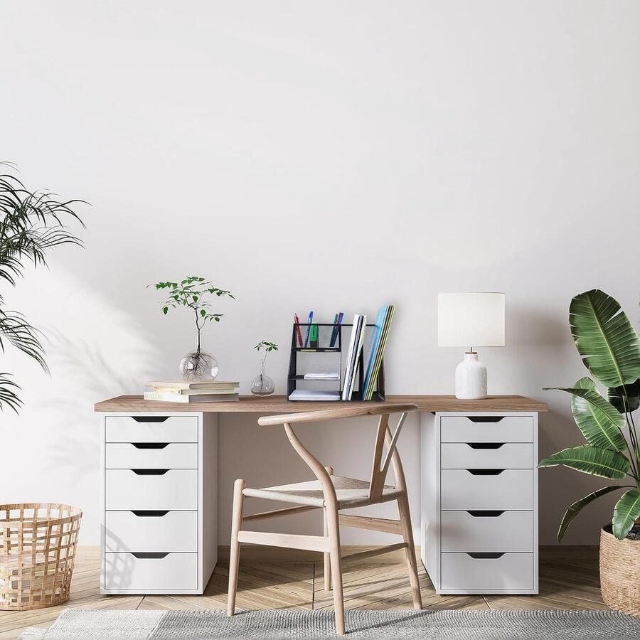 Bureau Organizer 7 Vakken Metaal HxBxD 26 x 31 x 25.5 cm Tijdschriftencassette A4 Zwart