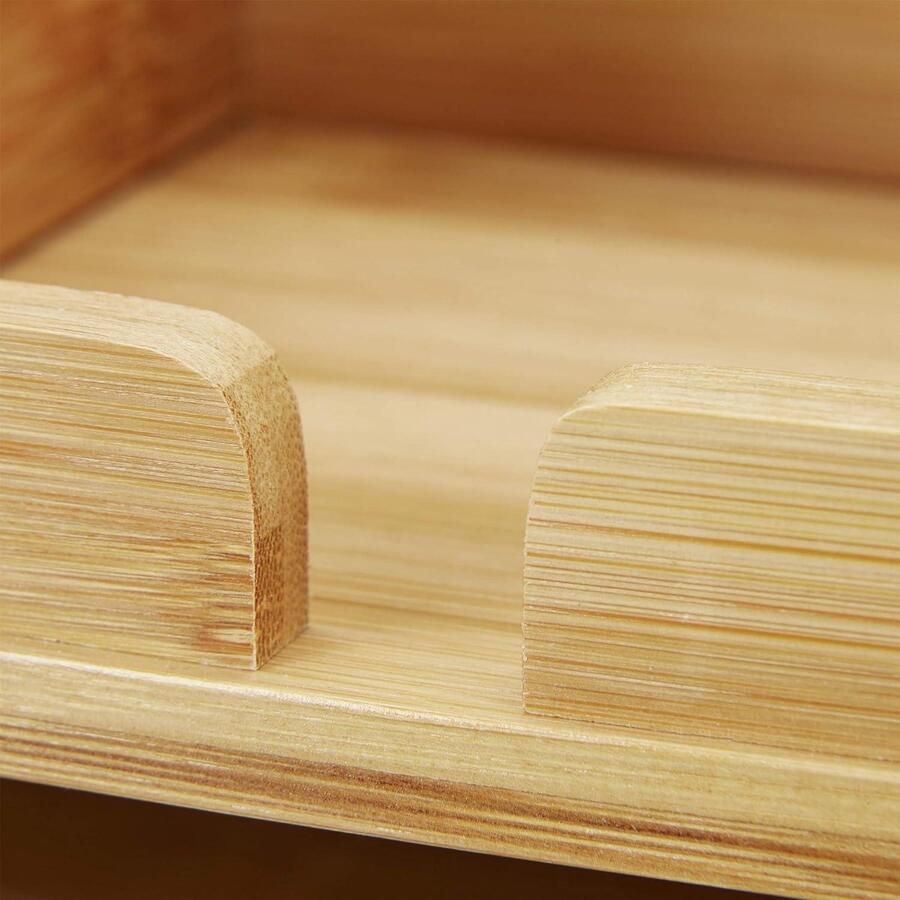 Bureau organizer bamboe voor A4-documenten en memo's met lade voor meer orde Relaxdays