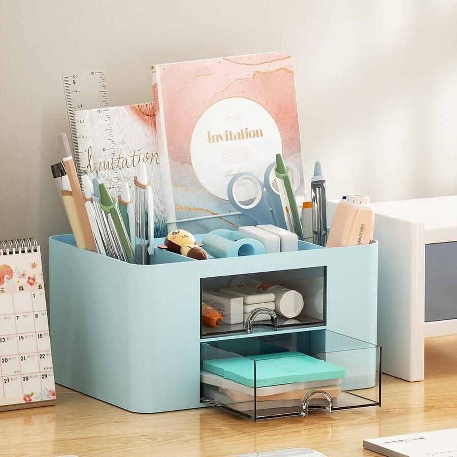 Bureau organizer-Bureauaccessoires-2 Laden Blauw