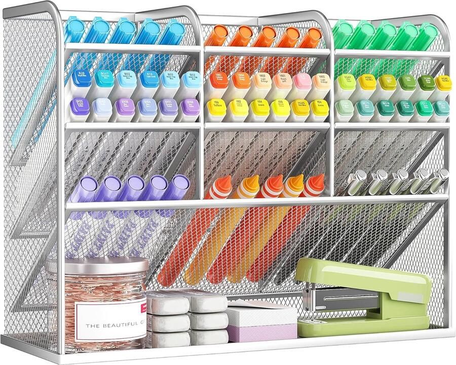 Bureau organizer-Bureauaccessoires-bureau voor school-thuis en kantoor (zilver)-c