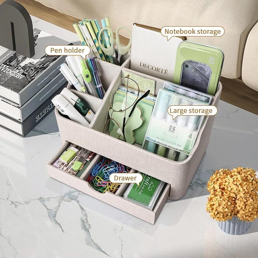 Bureau organizer-Bureauaccessoires- bureau-organizer met laden (beige)