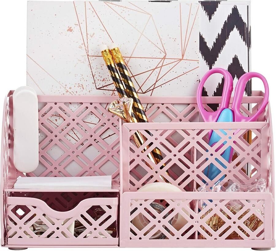 Bureau organizer-Bureauaccessoires-multifunctionele organisator met 7 compartimenten-lichtroze-c