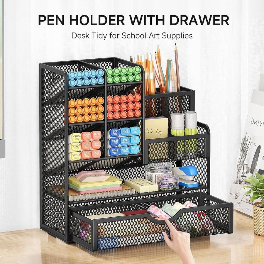 Bureau organizer-Bureauaccessoires-multifunctionele pennenhouder van gaas voor bureau- thuis-school-c