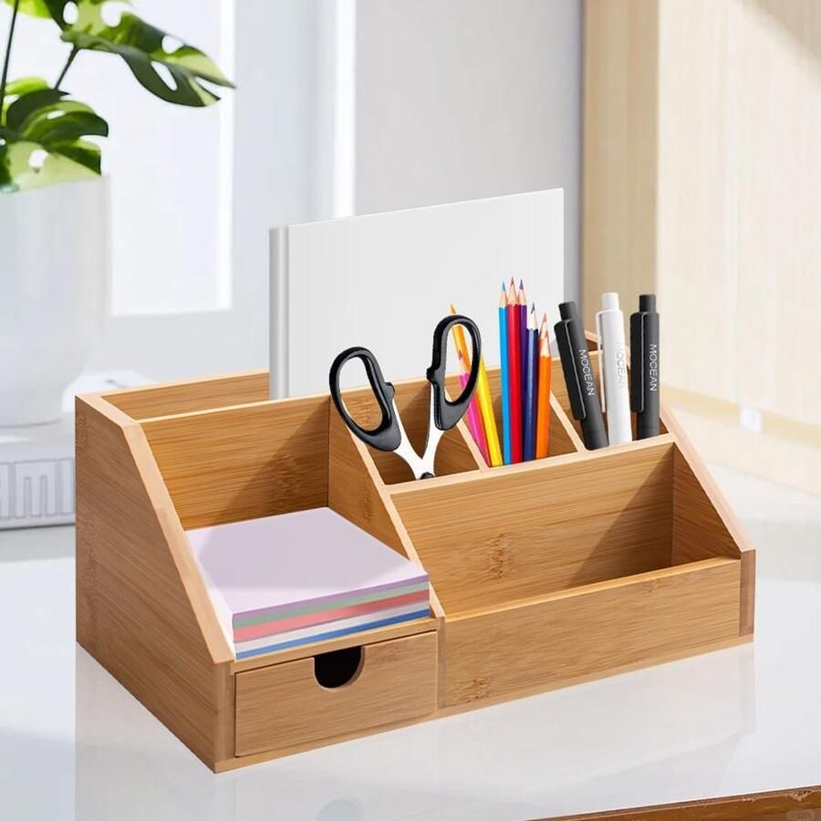 Bureau organizer-Bureauaccessoires-organizer voor pennen-schaar- liniaal en A5-vellen-c
