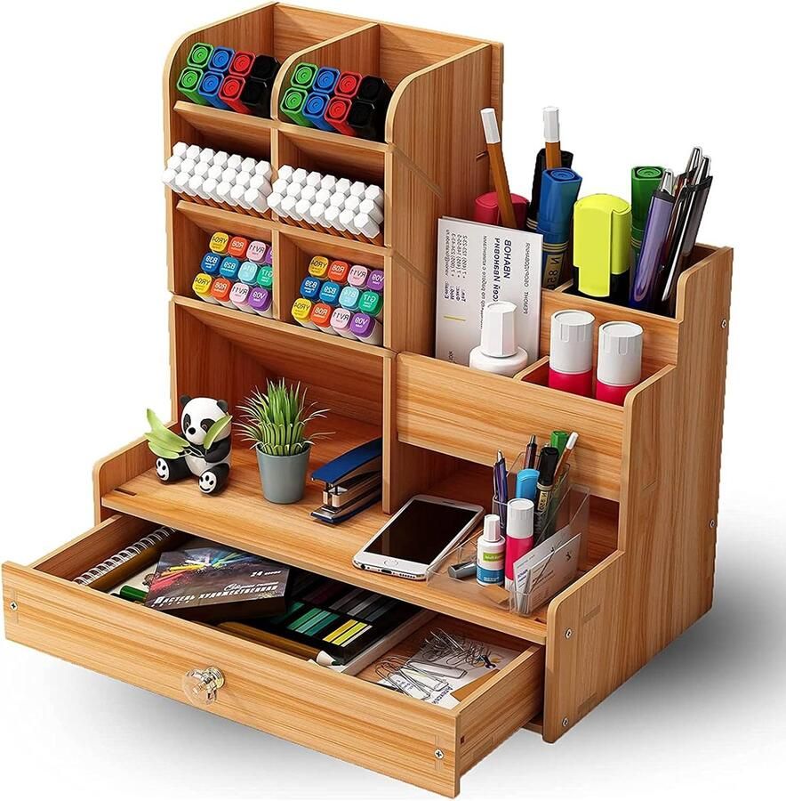Bureau organizer-Bureauaccessoires-Thuiskantoor School Supply Opbergrek Met Lade-c - Foto 2
