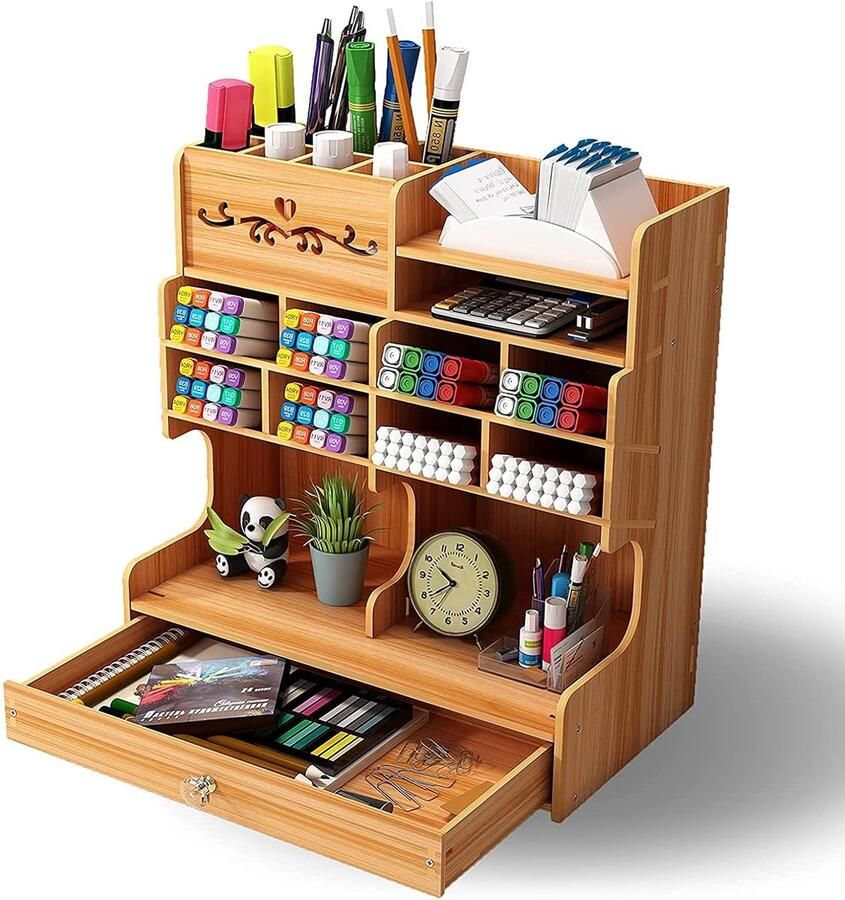 Bureau organizer-Bureauaccessoires-Thuiskantoor School Supply Opbergrek Met Lade-c
