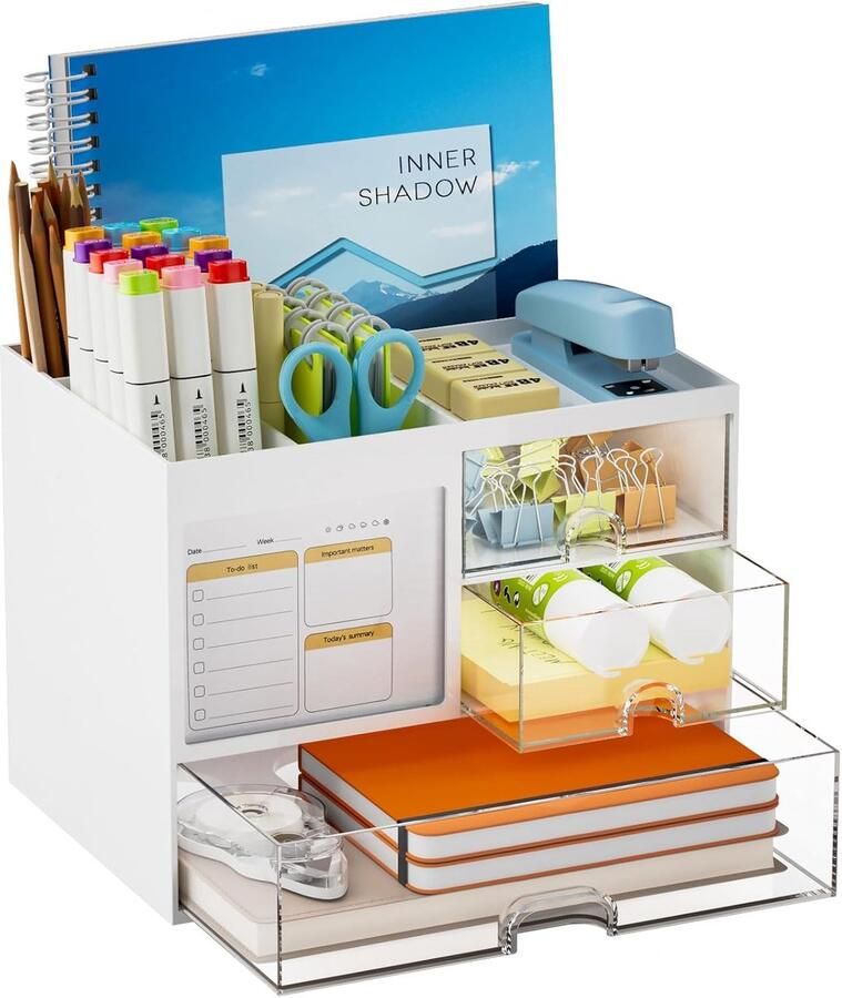 Bureau Organizer met 3 Lades en Multifunctionele Potloodhouder voor Thuis en Kantoor