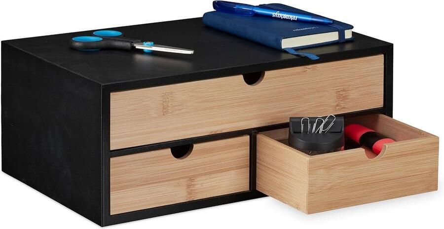 Bureau organizer met lades van bamboe en MDF Compact desk organizer voor kantoor en thuis