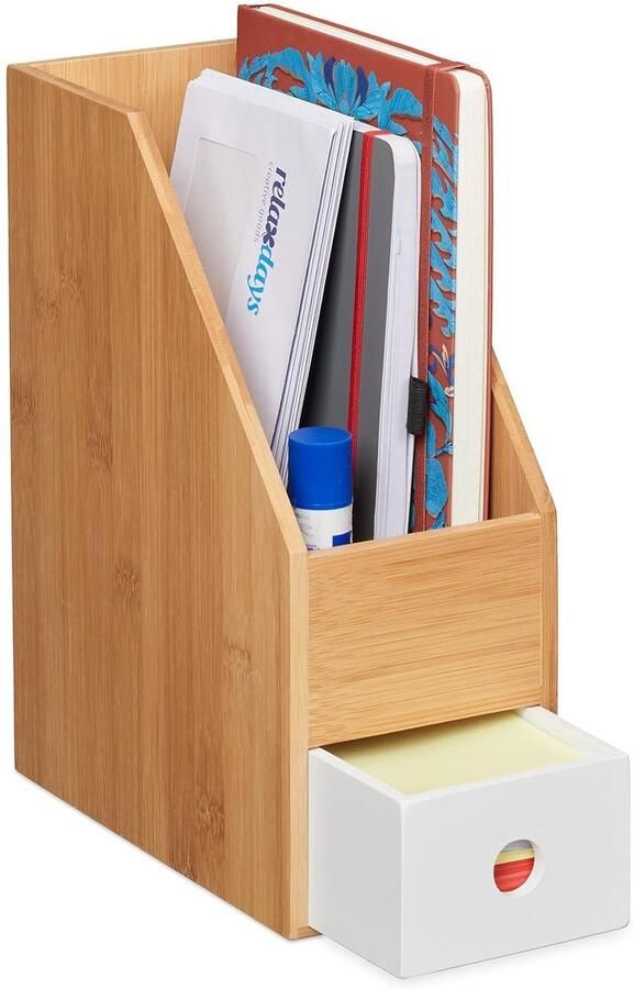 Bureau organizer tijdschriftencassette 1 stuk bamboe 30x12x23 cm