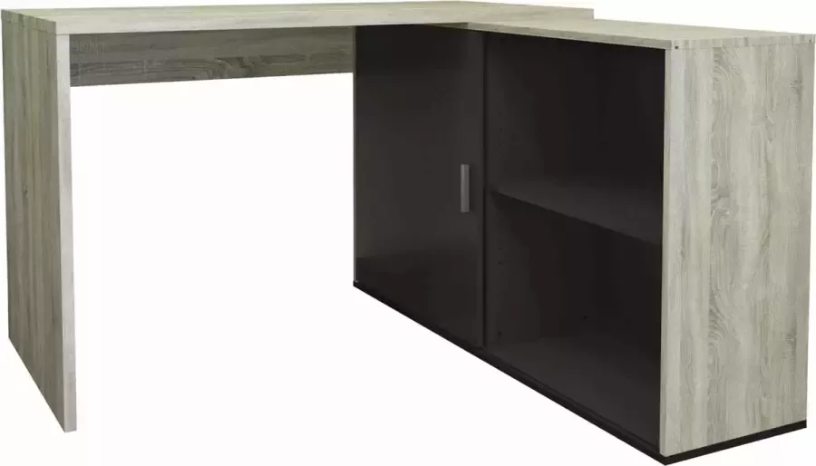 Bureau Rafaël Sonoma Eiken-Zwart Eiken Zwart 118x124 5cm Hoekbureau Met opbergruimte Hoogte 75 cm