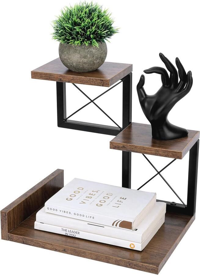 Bureau rek met 3 verdiepingen Houten organizer voor boeken en accessoires Ruimtebesparende etagère