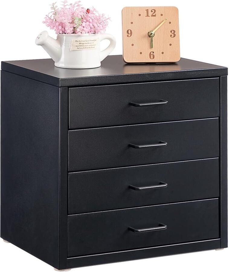 Bureaublad archiefkast met 4 laden organizer archiefkasten voor A4-letterformaat metalen opberglade voor thuiskantoor zwart