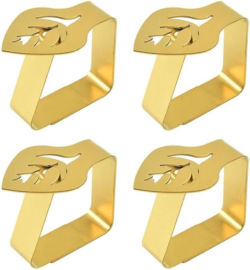 Bureauhoesklem 8 stuks roestvrijstalen tafelkleedklem creatieve bladvormige eettafelklem verdikte antislip tafelkleedhouder goud en zilver