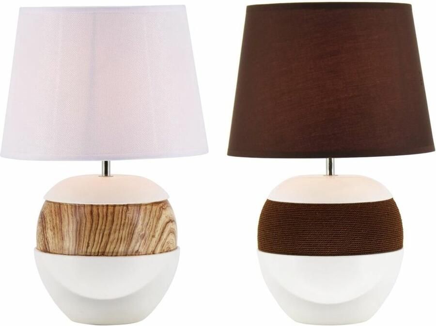 Bureaulamp DKD Home Decor Keramisch Polyester Touw (28 x 28 x 43 cm) (2 pcs)