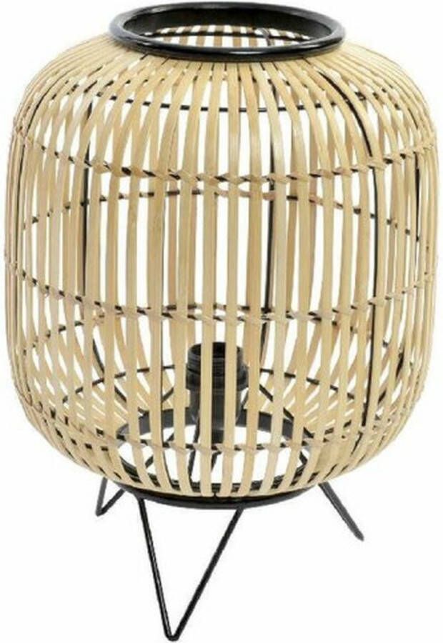 Bureaulamp DKD Home Decor Zwart Metaal Bruin Bamboe (30 x 30 x 40.5 cm)