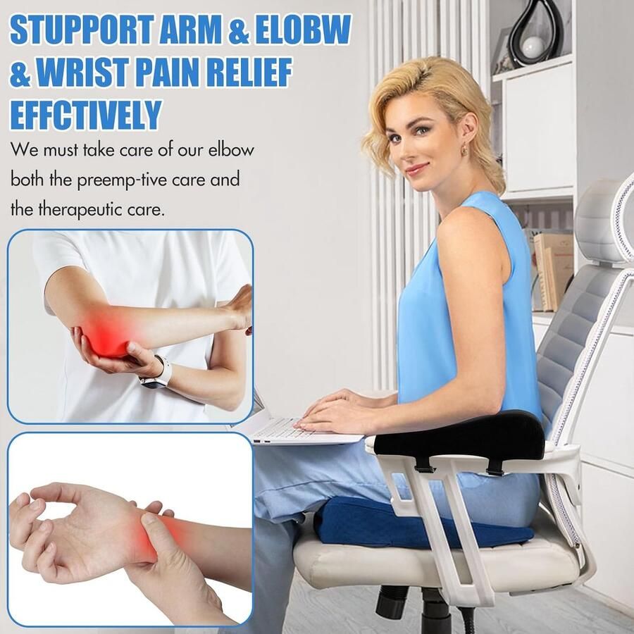 Bureaustoel armleuningkussens 2 stuks ergonomische armleuningkussens armleuningkussen voor armen en ellebogen effectieve pijnverlichting voor bureaustoel gamingstoel pc-stoel - Foto 2