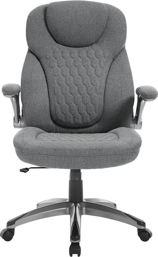 Bureaustoel Belasting 200 kg Ergonomische Bureaustoel Directiestoel met Hoofdsteun Armleuningen Draaistoel met Wielen Bureaustoel In Hoogte Verstelbaar Stoffen Stoel Grijs