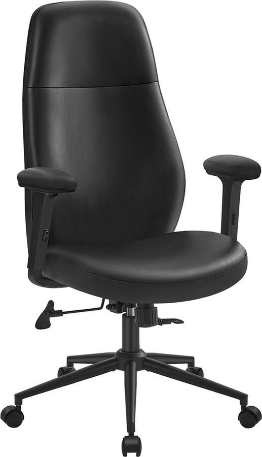 Bureaustoel – Bureaustoel Draaistoel Directiestoel met verstelbare armleuningen In hoogte verstelbare moderne rugleuning Armleuningen Brede zitting Katoen-linnenmix Inktzwart