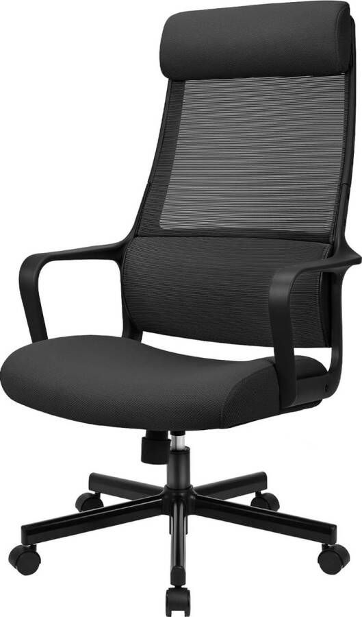 Bureaustoel: bureaustoel ergonomisch draaistoel-wipfunctie heeft verstelbare lendensteun Hoofdsteun Armleuning Hoogteverstelling Hoge rugvriendelijke directiestoel 150KG zwart