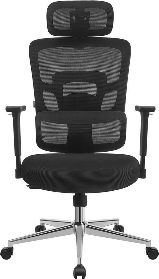 Bureaustoel – Computerstoel – Verstelbare armleuning – Met hoofdsteun – Zwart