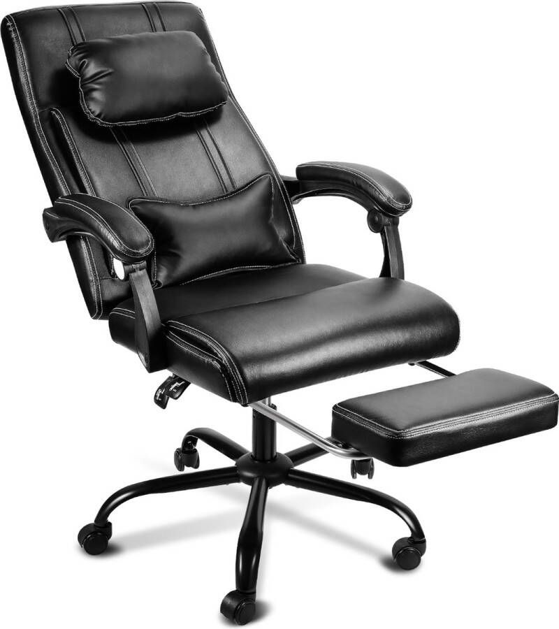 Bureaustoel Ergonomische bureaustoe directiestoel verstelbaar Massagestoel directiestoel met voetensteun verstelbare rugleuning Gamestoel- Bureaustoel Massagestoel Bureaustoelen voor Volwassenen Game Gaming Stoel Zwart