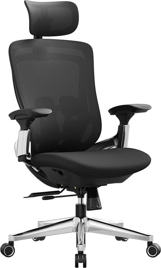 Rootz Living Rootz Ergonomic Office Chair Desk Chair Swivel Chair Steel Frame Adjustable Height Ink Black 70cm x 70cm x (115-125)cm