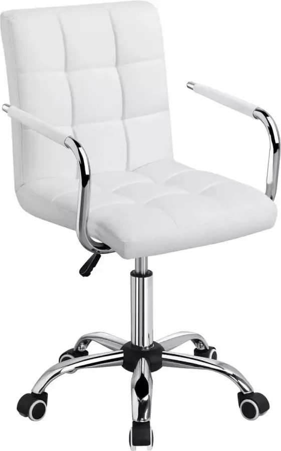 Bureaustoel draaistoel bureaustoel in hoogte verstelbare directiestoel met wieltjes wit