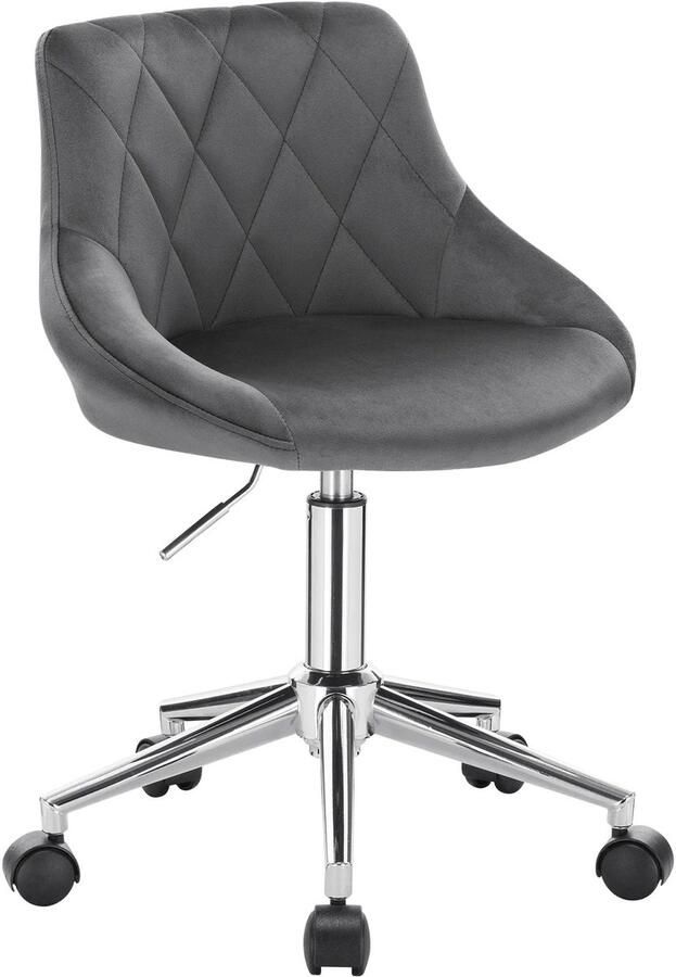 Bureaustoel Draaistoel Bureaustoel Wieltjes – Verstelbare & Ergonomische – Fluweelen Clubstoel met Rugleuning Donkergrijs
