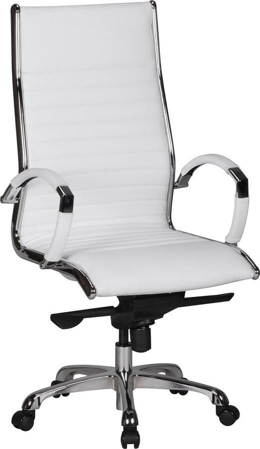 Rootz Living Rootz Bureaustoel Draaistoel Echt leer Ergonomisch ontwerp Hoogglans aluminium 60cm x 60cm x 112-122cm