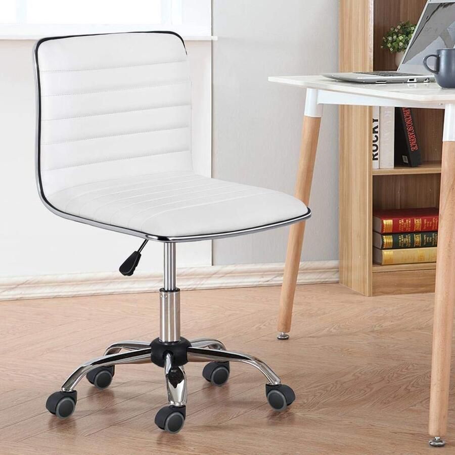 Bureaustoel draaistoel managersstoel kunstleer ergonomische bureaustoel in hoogte verstelbaar voor thuiskantoor of kantoor wit