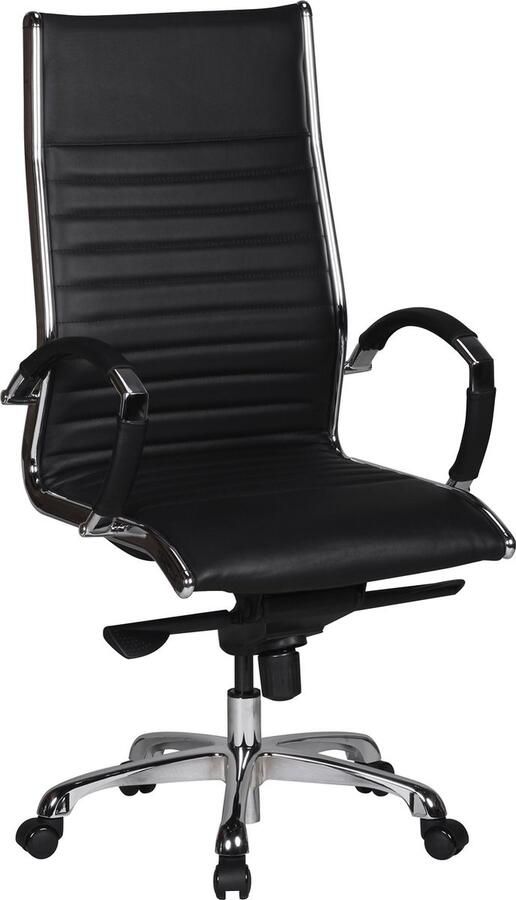 Rootz Living Rootz Bureaustoel Echt leer Ergonomisch ontwerp Hoogglans aluminium Verstelbaar mechanisme 120kg capaciteit 60cm x 60cm x 112-122cm