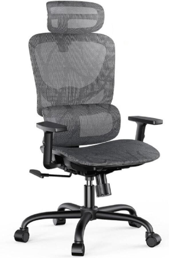 Retadou Bureaustoel ergonomisch bureaustoel met ring lendenst¹TZE 3D-armleuningen en zitdiepte instelbaar verstelbare kantelfunctie ademend mesh (zwart)