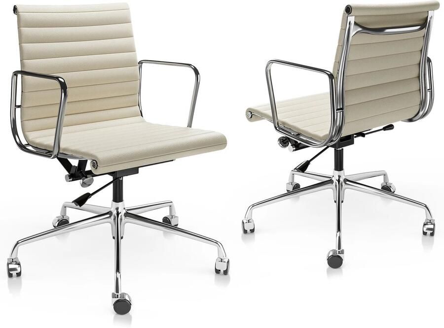 Corenia Bureaustoel Ergonomisch Gaming Stoel Executive Stoel Stoelen Kantoorstoel Armleuningen Verstelbare 360° Draaifunctie met Wielen Leren Klassieke Lage Rug 1 Stuk Wit