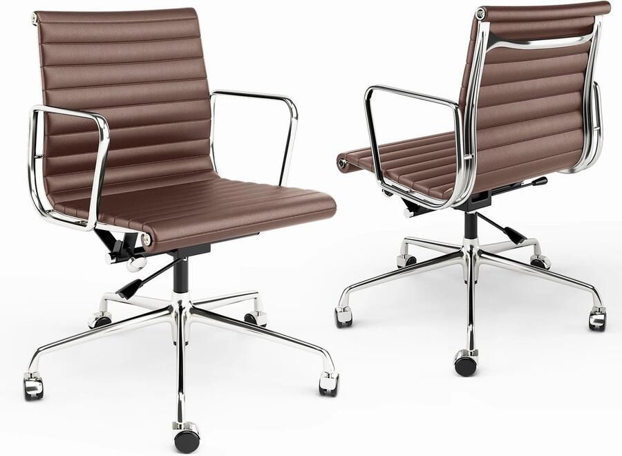 Corenia Bureaustoel Ergonomisch Executive Stoel Kantoorstoel Gaming Stoel Stoelen Verstelbare Hoogte Kantelmechanisme Leren met Lage Rug Armleuningen 360° Draaifunctie 1 Stuk Bruin