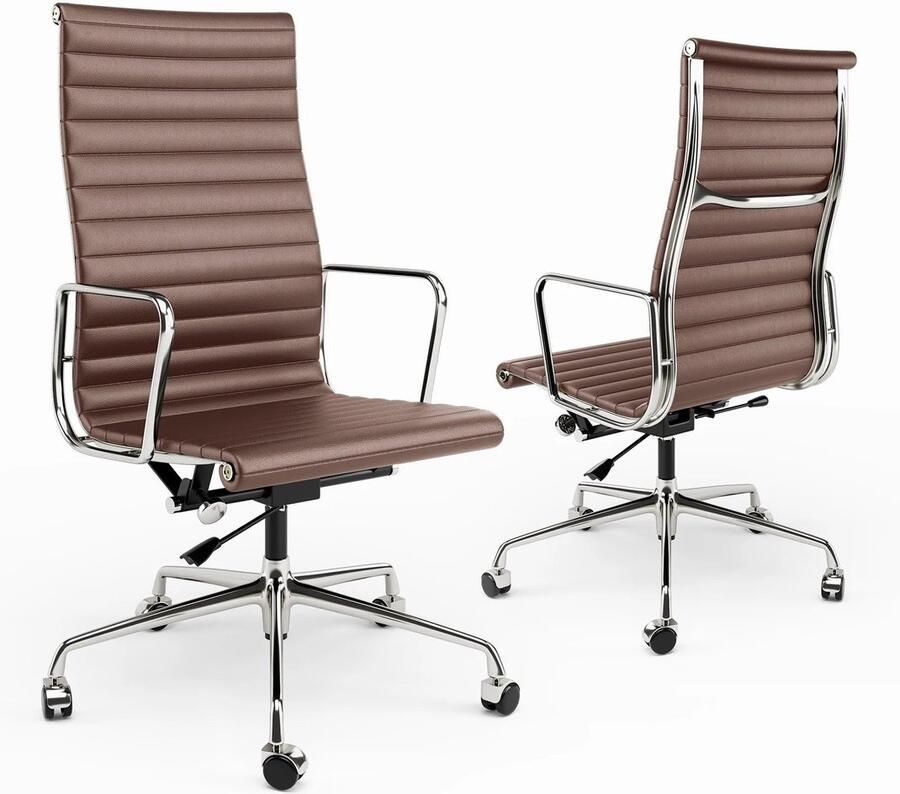 Bureaustoel Ergonomisch Gaming Stoel Executive Stoel Stoelen Kantoorstoel Leren Klassieke Hoge Rug Armleuningen Verstelbare 360° Draaifunctie met Wielen 1 Stuk Bruin