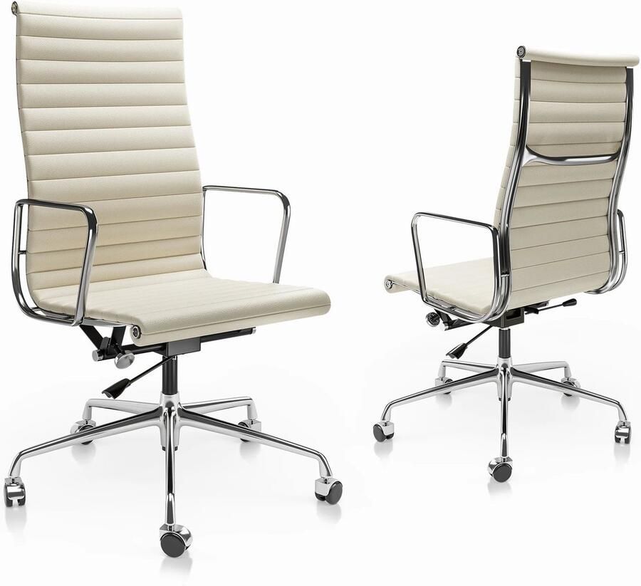 Corenia Bureaustoel Ergonomisch Gaming Stoel Executive Stoel Stoelen Kantoorstoel Armleuningen Verstelbare 360° Draaifunctie met Wielen Leren Klassieke Hoge Rug 1 Stuk Wit