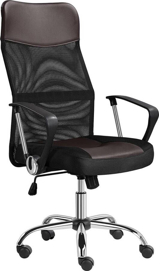 Furnibella a Bureaustoel ergonomische bureaustoel computerstoel 360° draaistoel met armleuningen executive stoel met hoofdsteun hoge rugleuning van netstof voor kantoor of thuiskantoor bruin