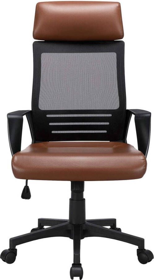 Furnibella a Bureaustoel ergonomische bureaustoel draaistoel met hoofdsteun computerstoel van kunstleer draaistoel met hoge rugleuning in hoogte verstelbaar mesh bekleding