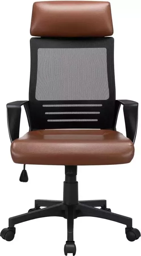 Bureaustoel ergonomische bureaustoel draaistoel met hoofdsteun computerstoel van kunstleer draaistoel met hoge rugleuning in hoogte verstelbaar mesh bekleding