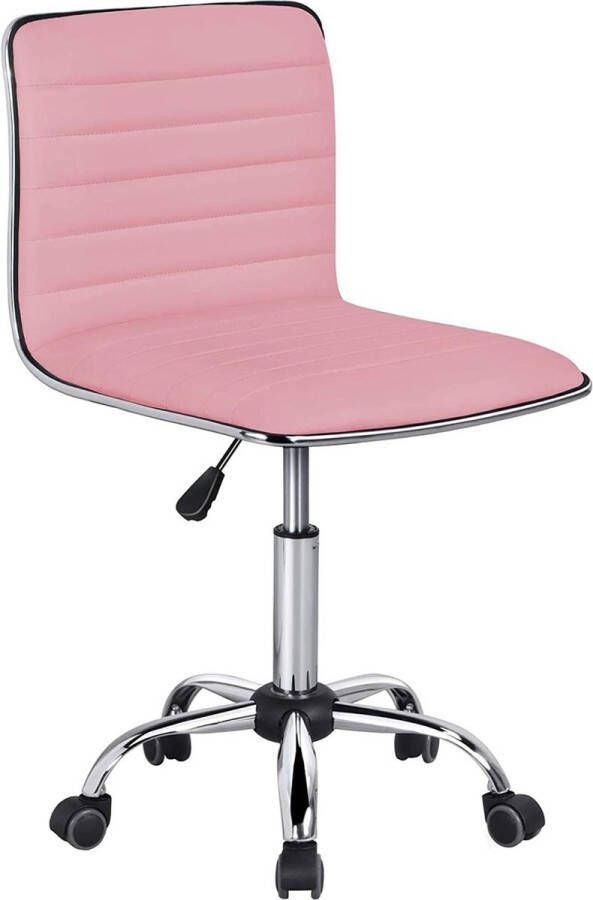 Bureaustoel ergonomische bureaustoel draaistoel met wielen 360 graden draaibaar computerstoel in hoogte verstelbaar kantoorstoel van kunstleer roze