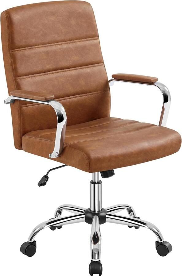 Bureaustoel ergonomische bureaustoel draaistoel met wielen bureaukruk met armleuningen werkstoel met rugleuning managersstoel belastbaar tot 130 kg roestbruin