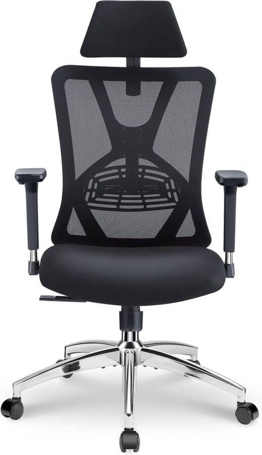 Bureaustoel ergonomische bureaustoel hoge rugleuning ergonomische stoel met verstelbare lendensteun hoofdsteun en 3D-metalen armleuning computerstoel met een kantelhoek van 130 graden belastbaar tot 150 kg