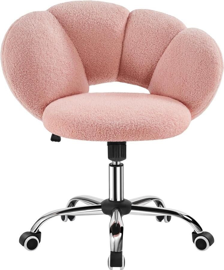 Bureaustoel ergonomische bureaustoel in wolkvorm draaistoel tot 136 kg belastbaar computerstoel in hoogte verstelbaar voor slaapkamer kantoor woonkamer roze
